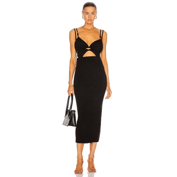 JACQUEMUS La Robe Pila Black Midi Dress Size: 36 - Picture 3 of 15